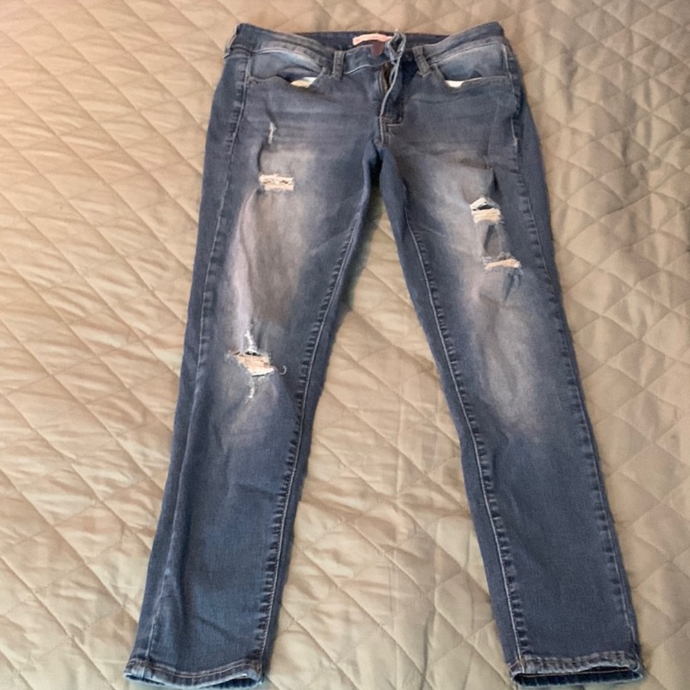 SO Blue Skinny Distressed Jeans